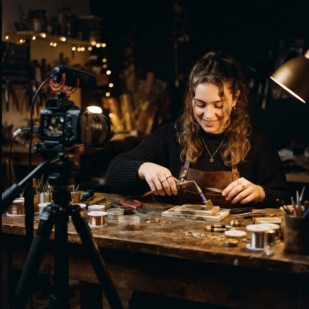 An individual recording a demonstration of their skills